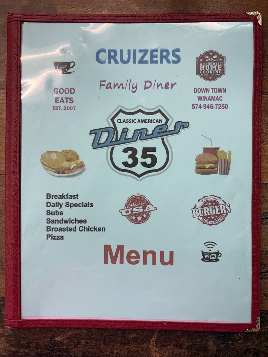 Cruizers menu board