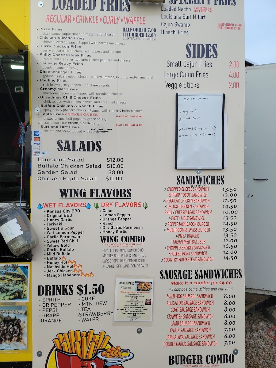 Fry's Galore Chicken & More menu board