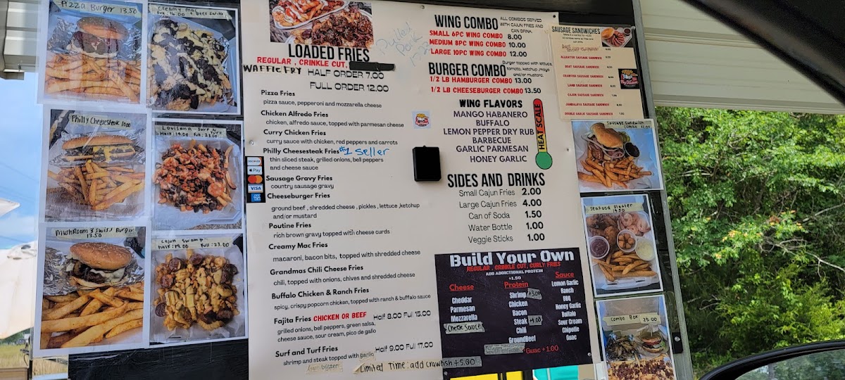 Fry's Galore Chicken & More menu board