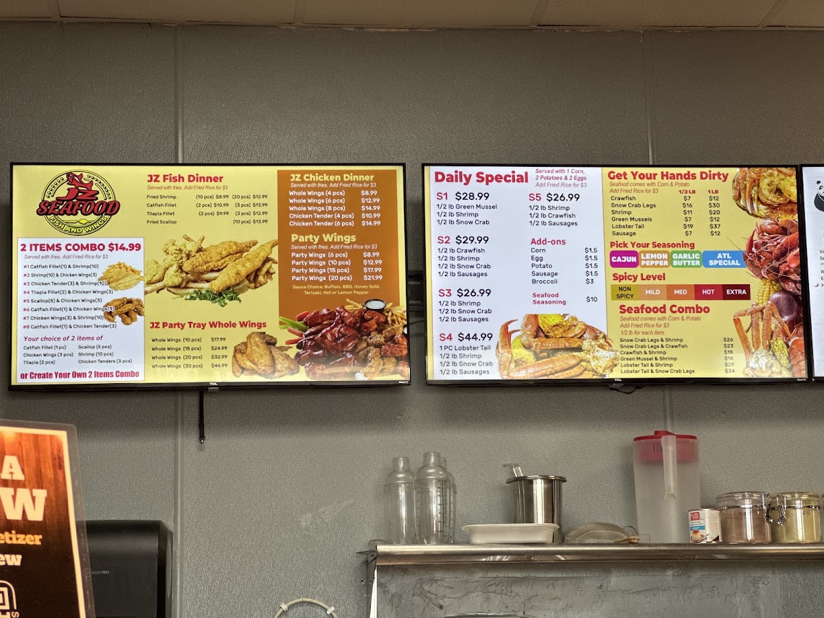 New Panda / JZ Seafood - Oxford MS menu board