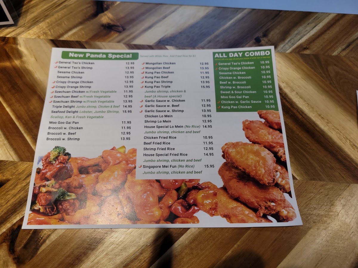 New Panda / JZ Seafood - Oxford MS menu board