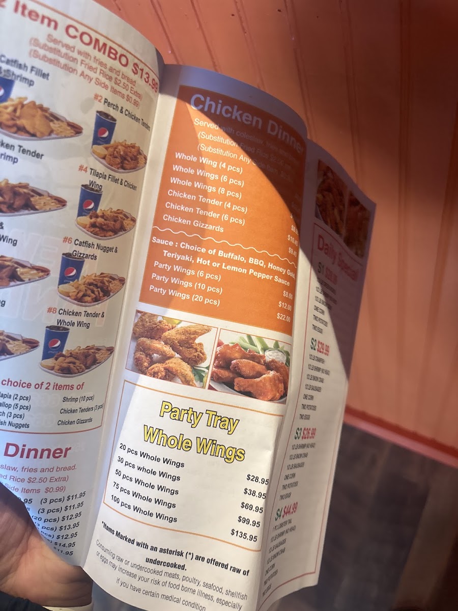 New Panda / JZ Seafood - Oxford MS menu board