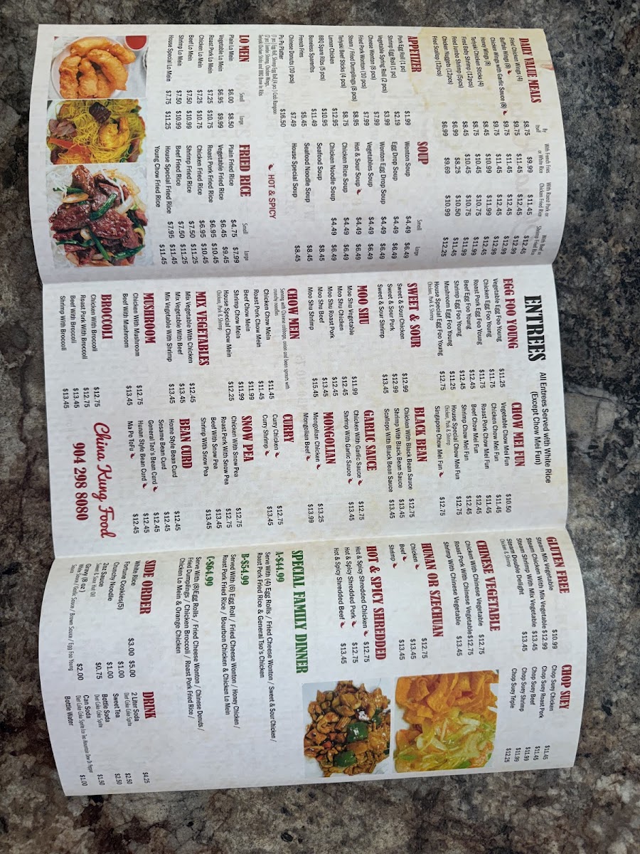 China Kung Food menu board