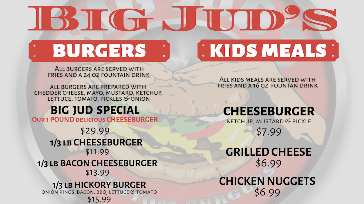 Big Jud's Express menu board