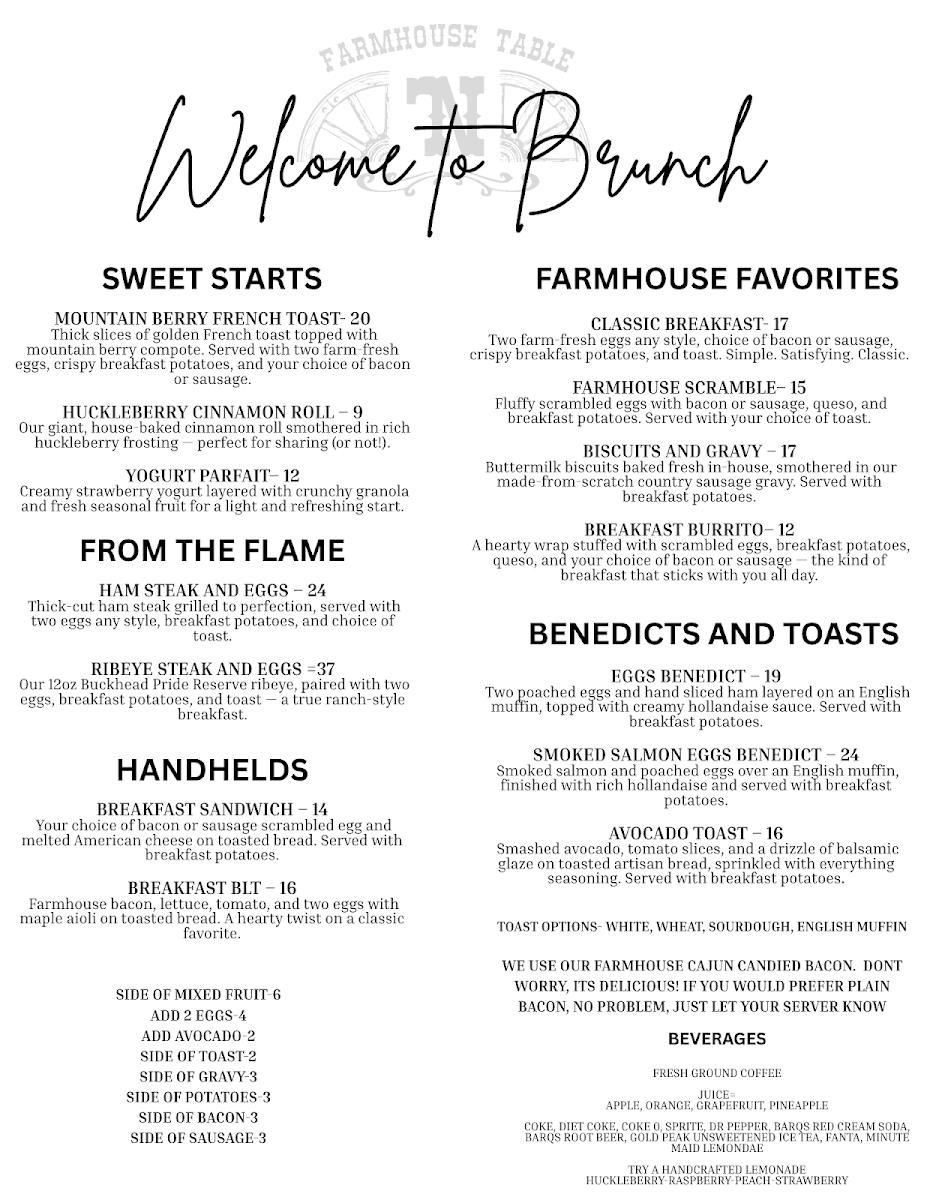Farmhouse Table @ 7N Ranch Resort menu board