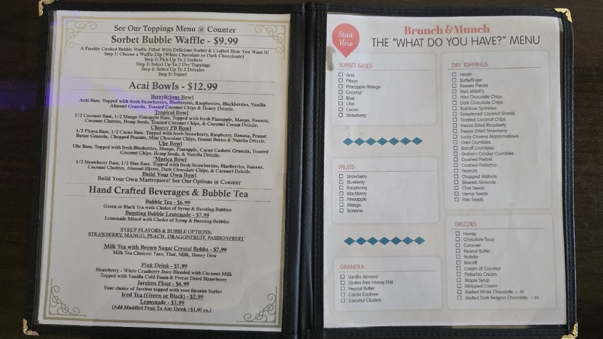 Brunch and Munch menu board
