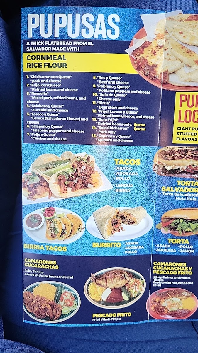 Pupuseria Ana Food Truck menu board