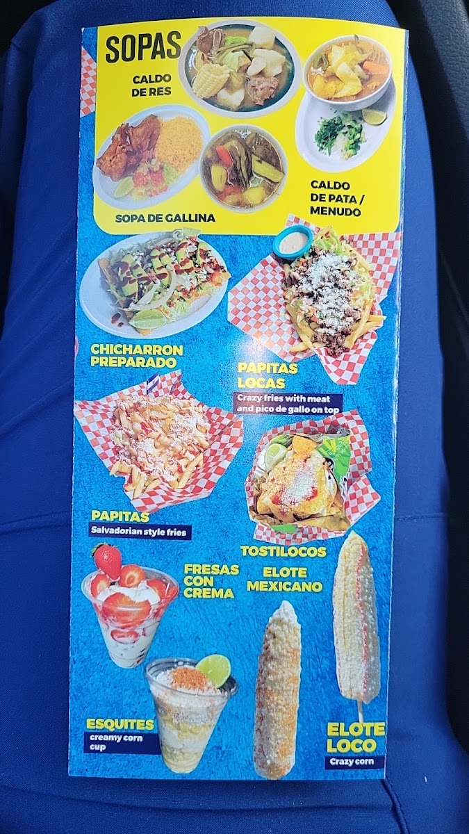 Pupuseria Ana Food Truck menu board