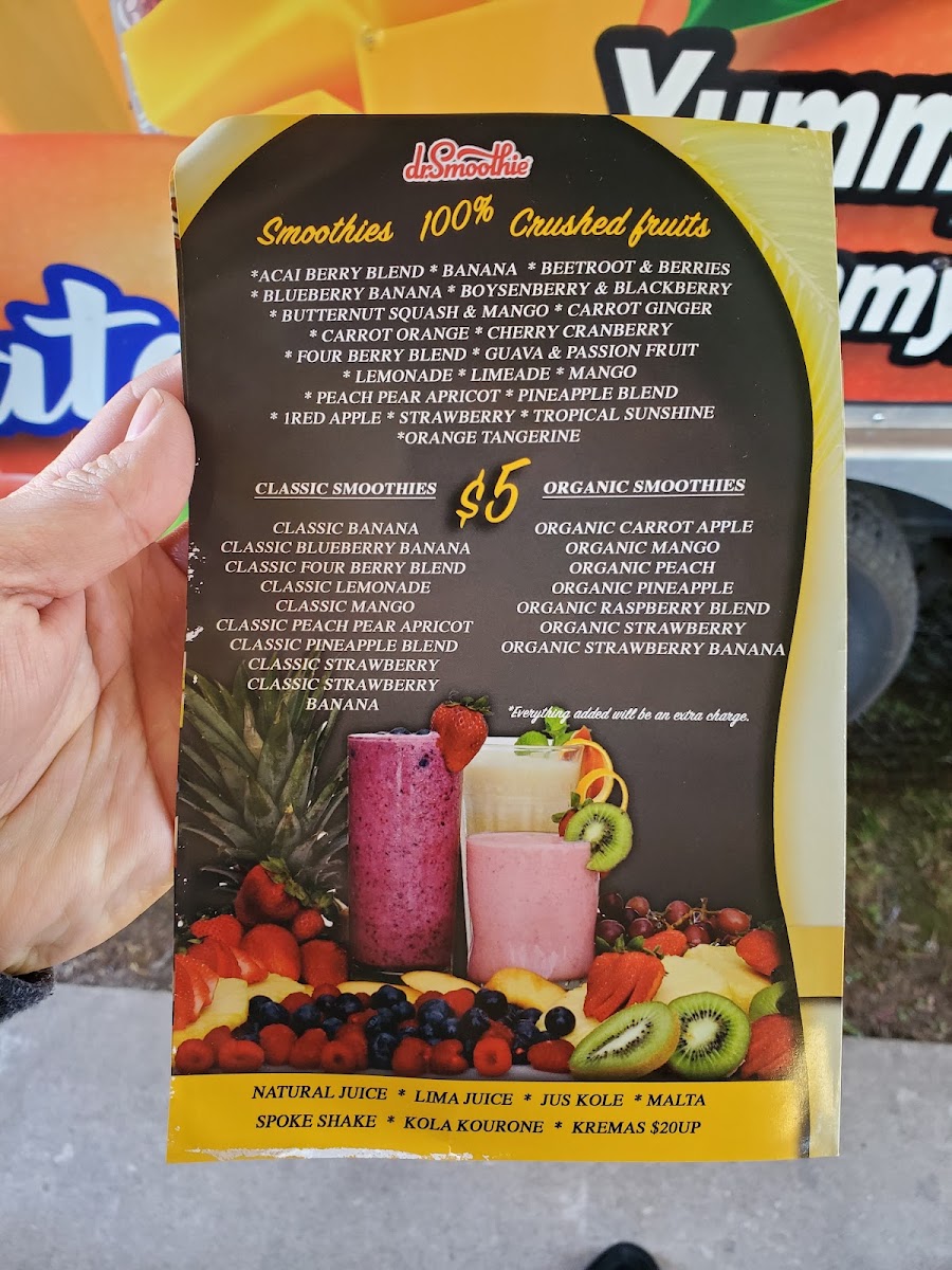 Yummy Yummy Caribbean Food menu board