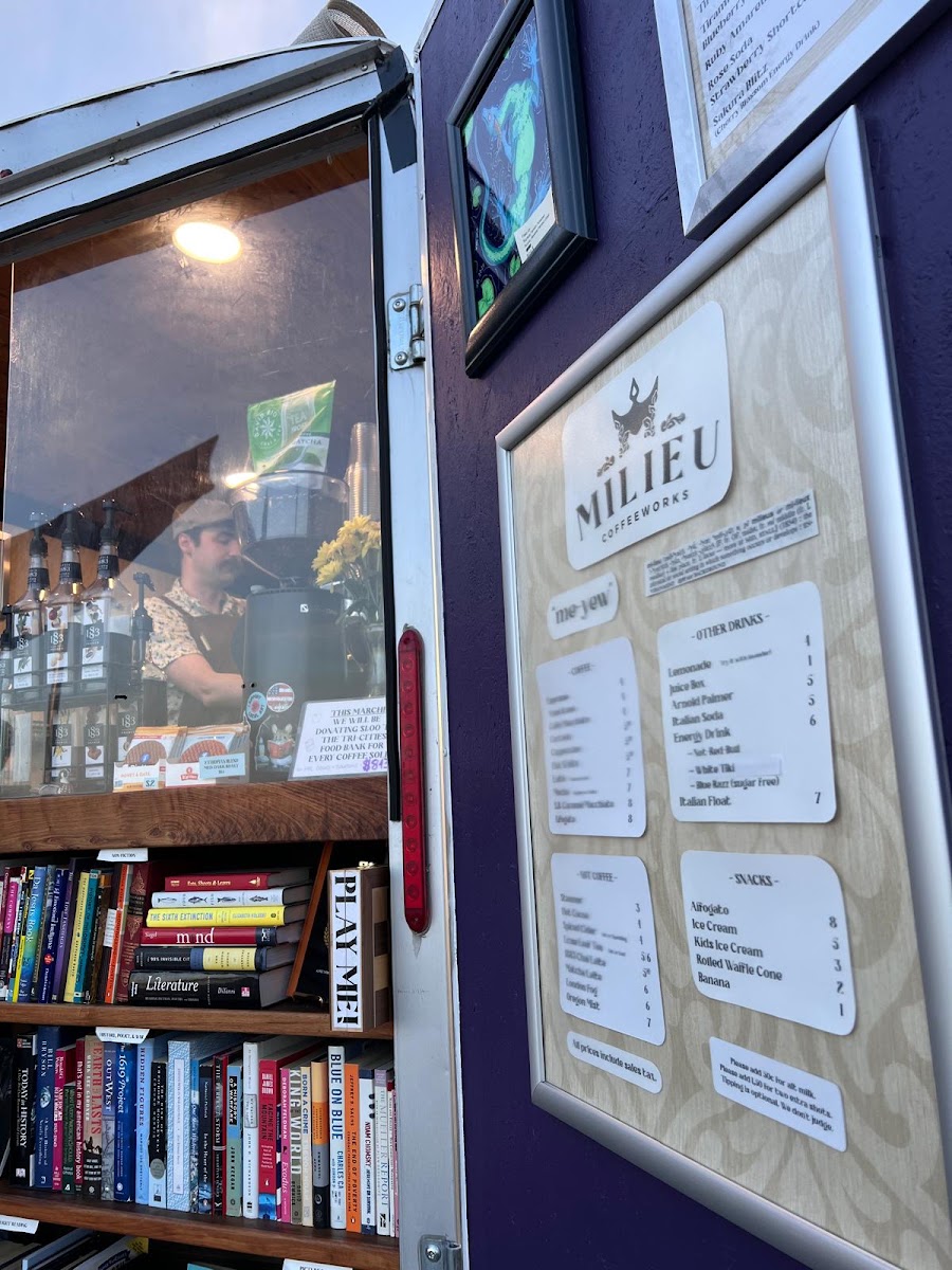 Milieu Coffeeworks menu board