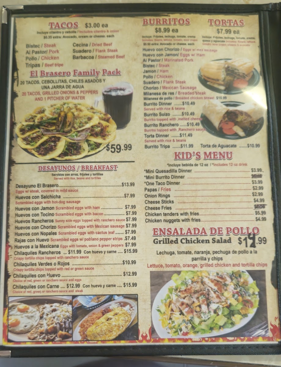 Antojitos Mexicanos Aurora menu board
