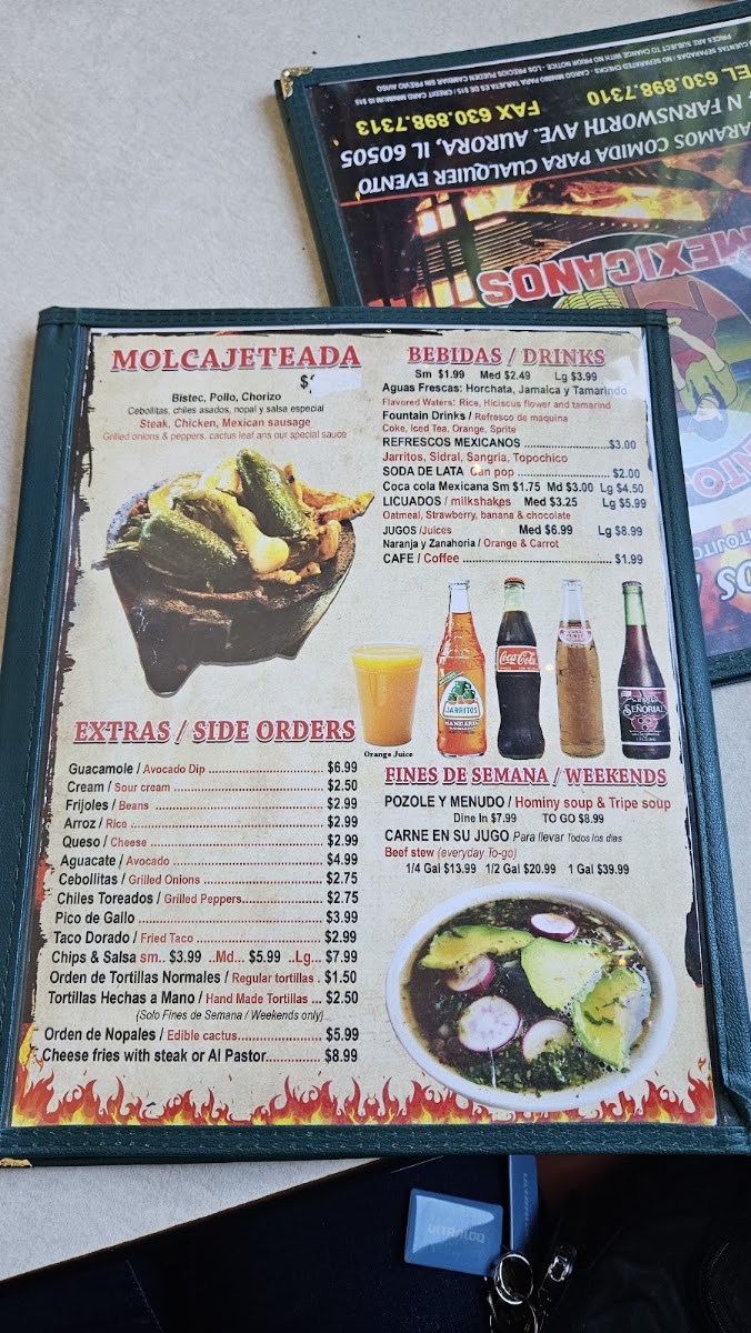 Antojitos Mexicanos Aurora menu board