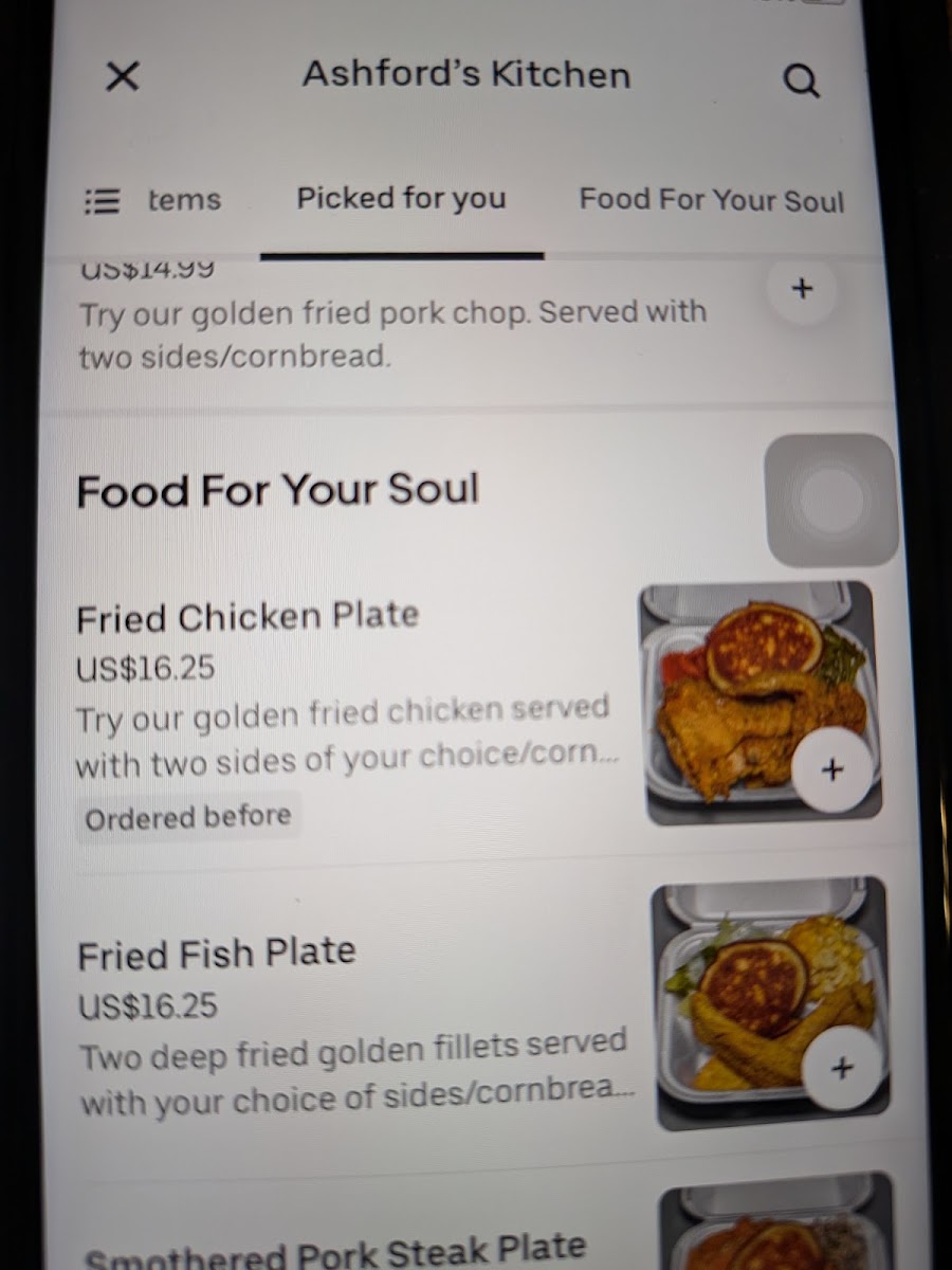 Ashford’s Kitchen menu board