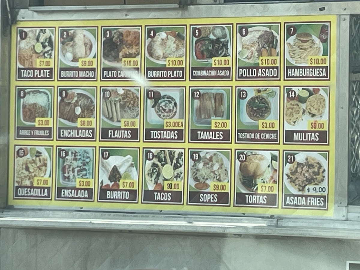 Taqueria El Jiro menu board