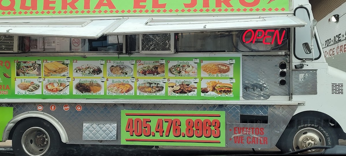 Taqueria El Jiro menu board