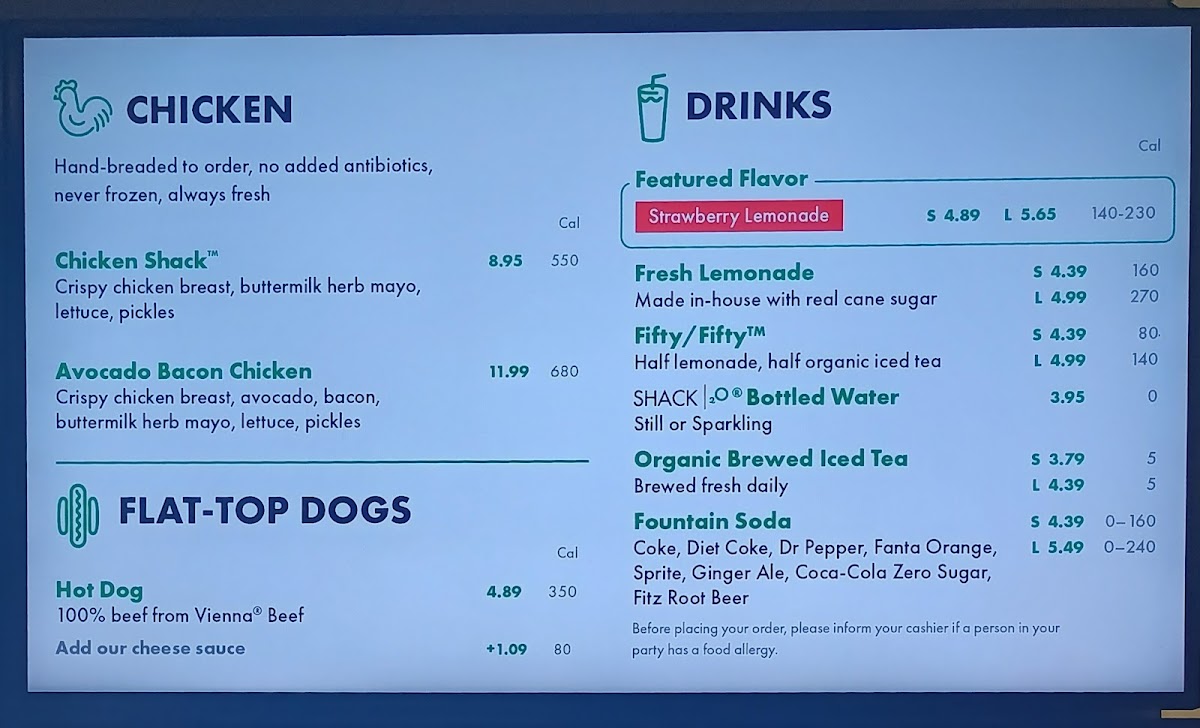 Shake Shack menu board