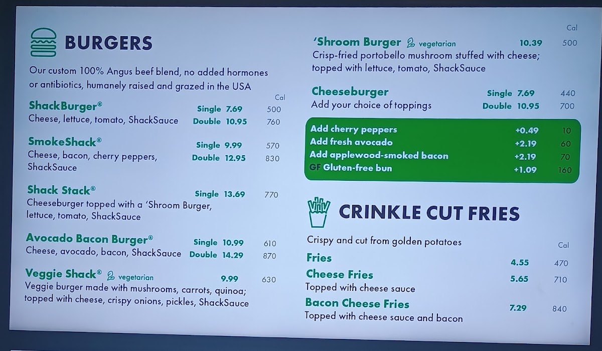 Shake Shack menu board