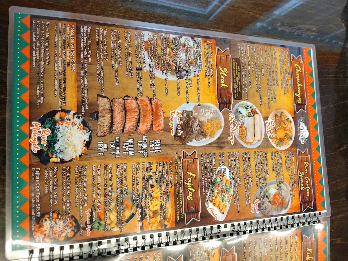 River Cantina Mexican Restaurant menu board