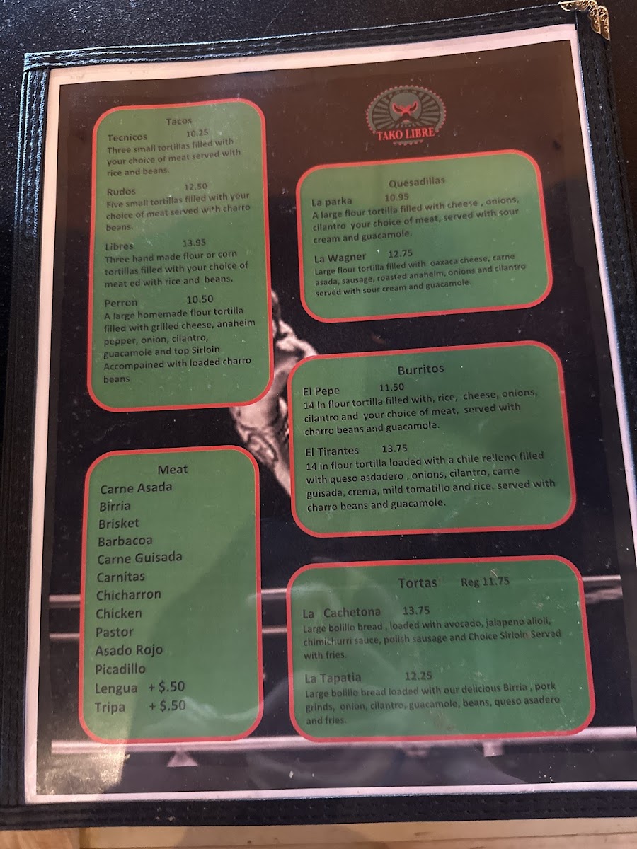 Tako Libre menu board