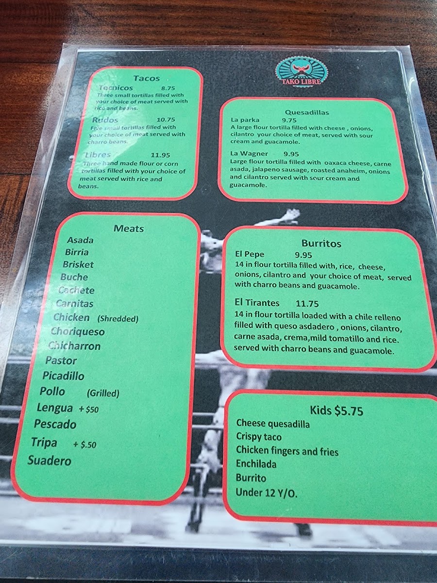 Tako Libre menu board