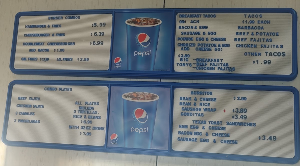 Pio's Taqueria menu board