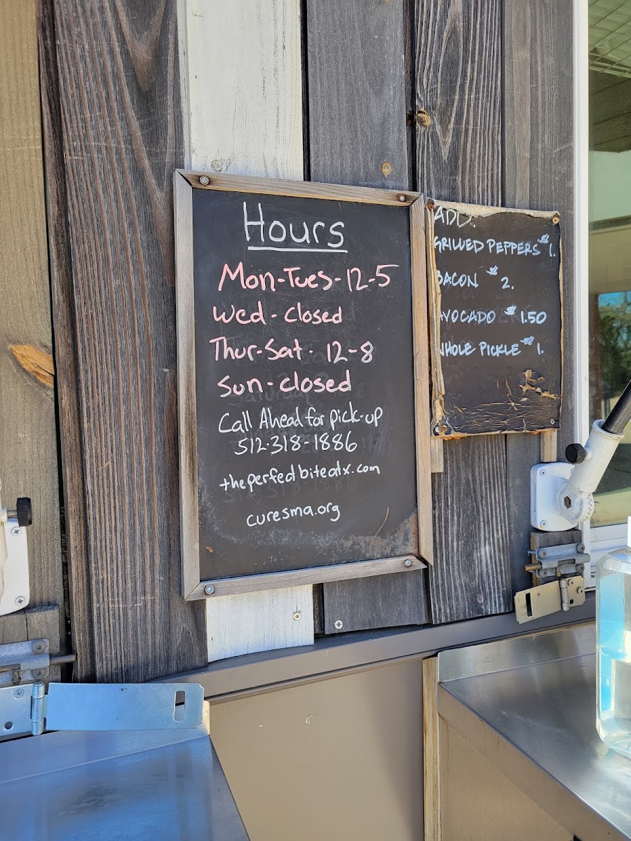 The Perfect Bite menu board