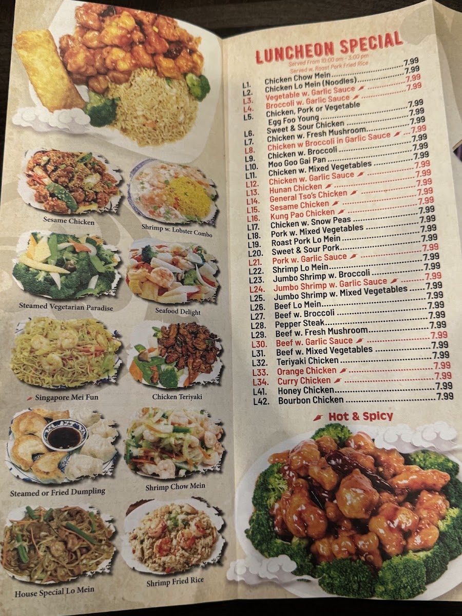 Chinatown Express menu board