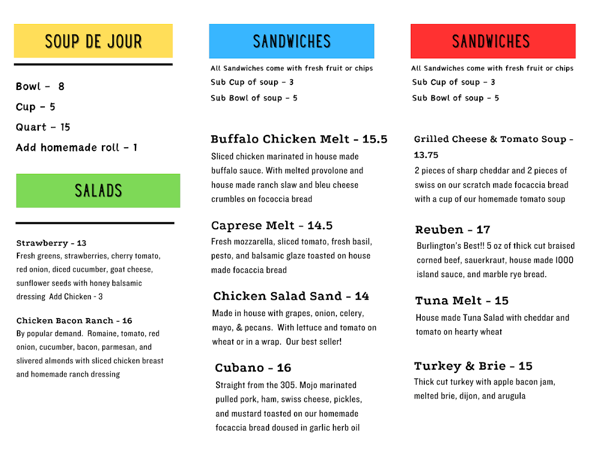 Infinity Coffee & Beyond menu board