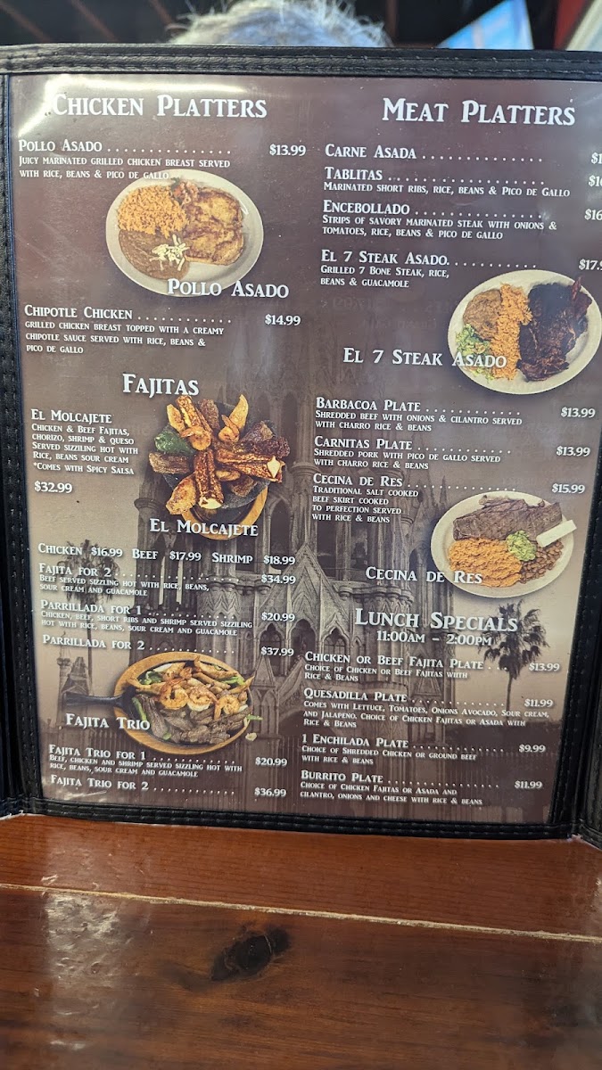 Taqueria Los Mirasoles menu board