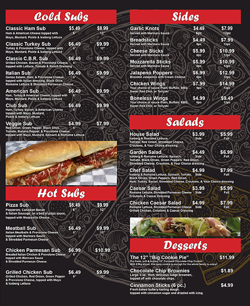 Amore Pizza Kitchen menu board
