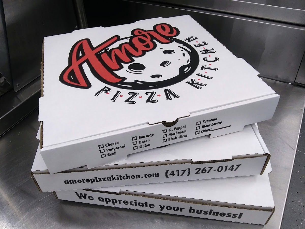 Amore Pizza Kitchen menu board
