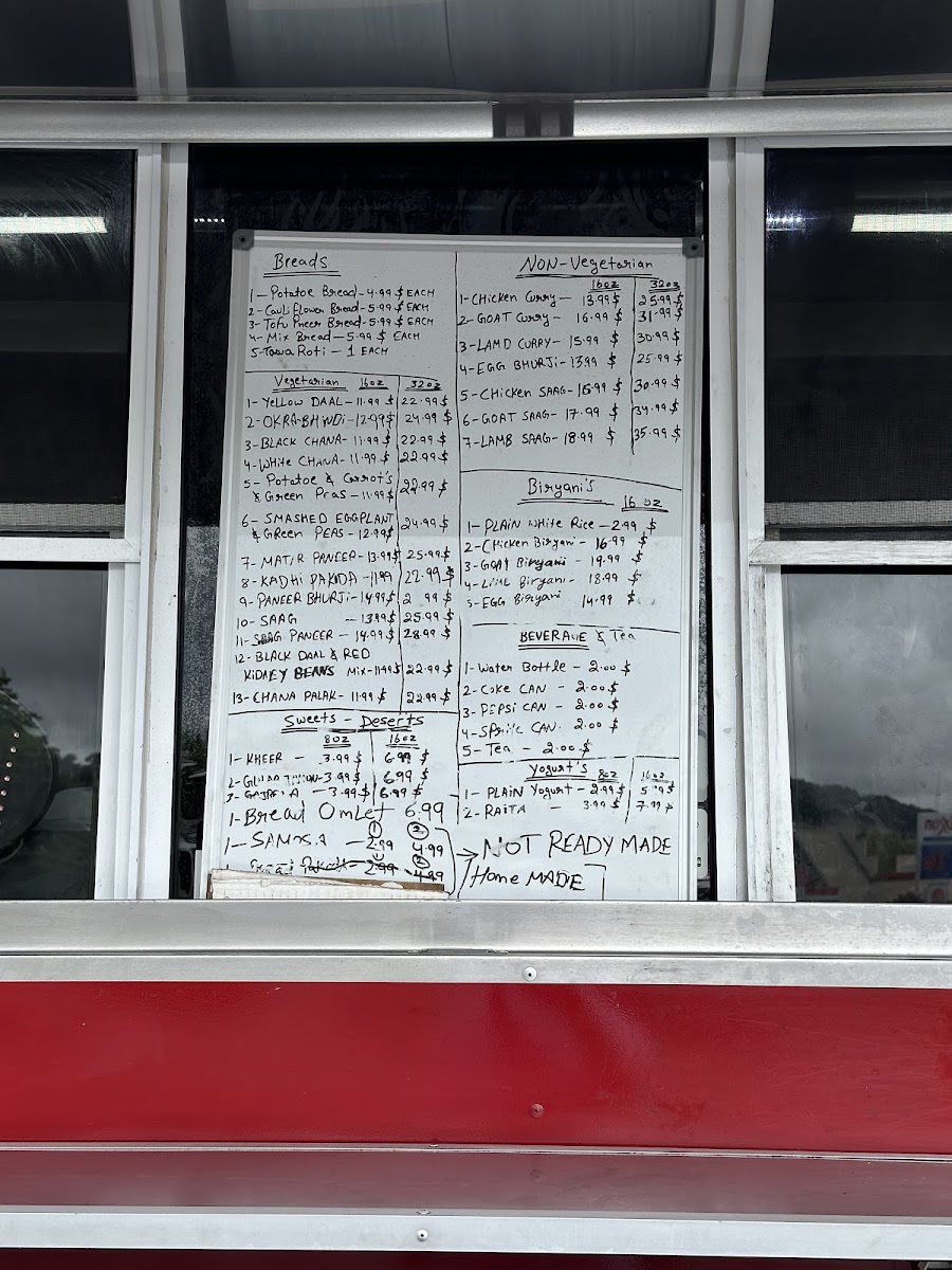 Murthal Dhaba Indian Restaurant menu board
