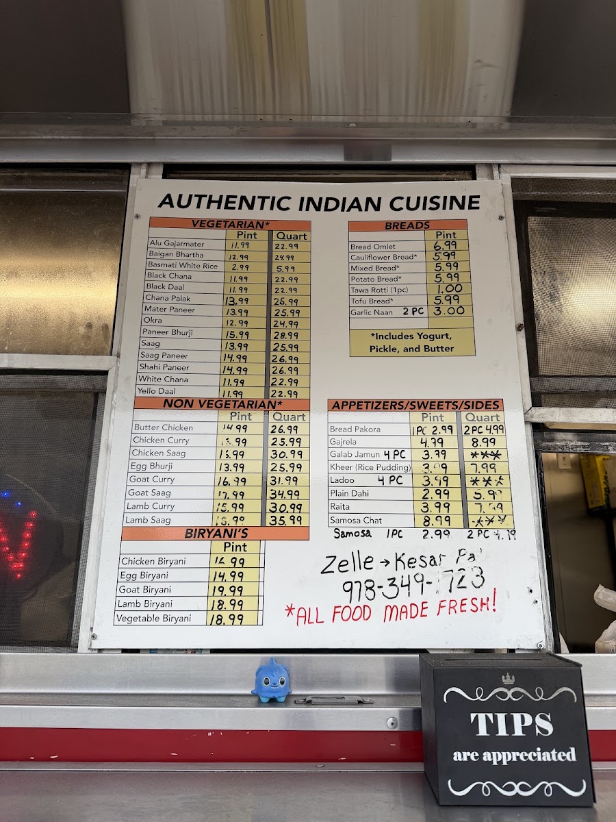Murthal Dhaba Indian Restaurant menu board
