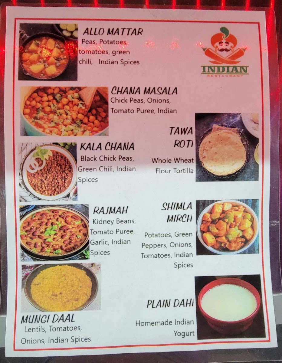 Murthal Dhaba Indian Restaurant menu board