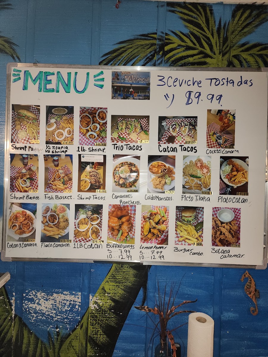 Blue Mermaid Seafood menu board