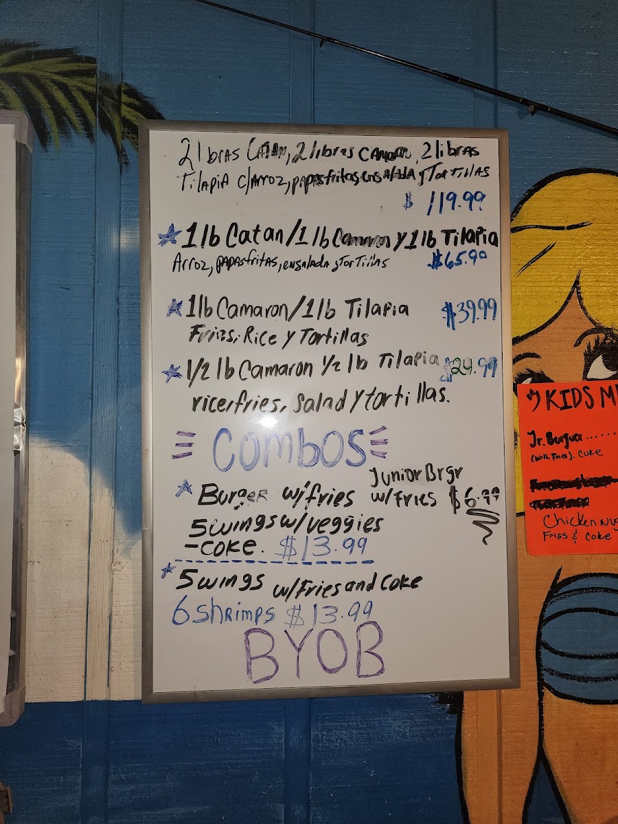 Blue Mermaid Seafood menu board