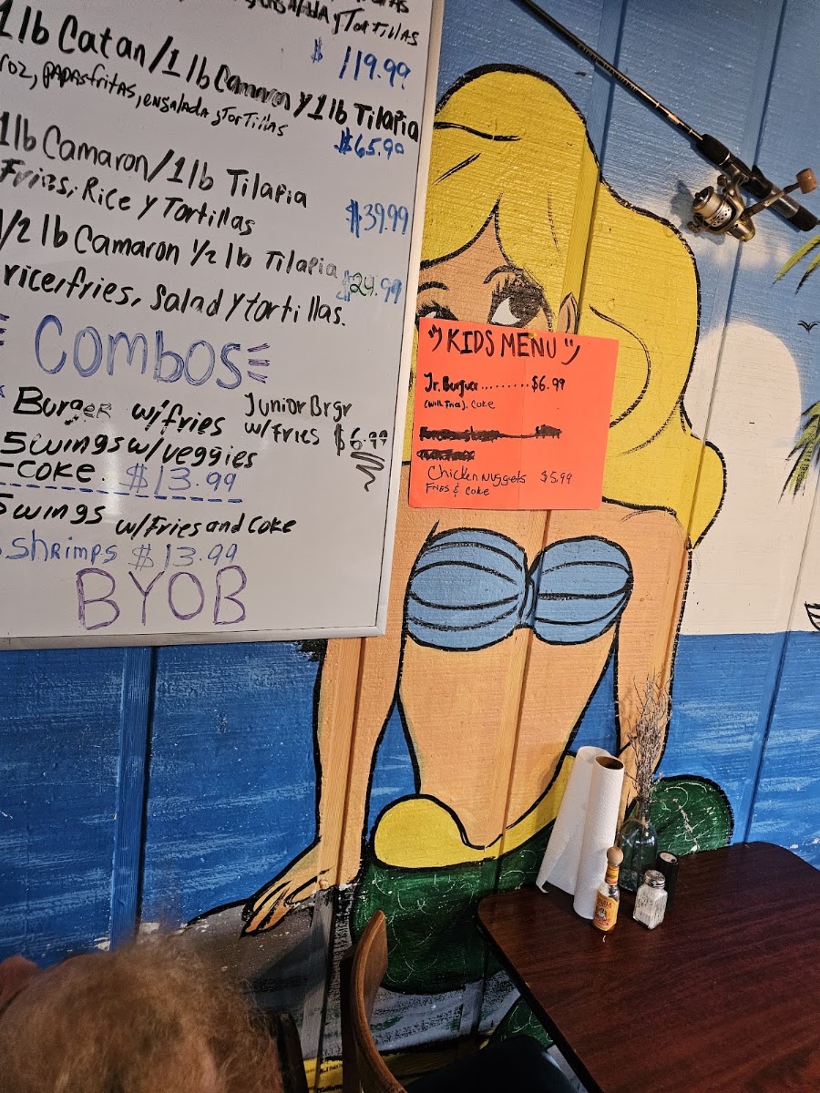 Blue Mermaid Seafood menu board