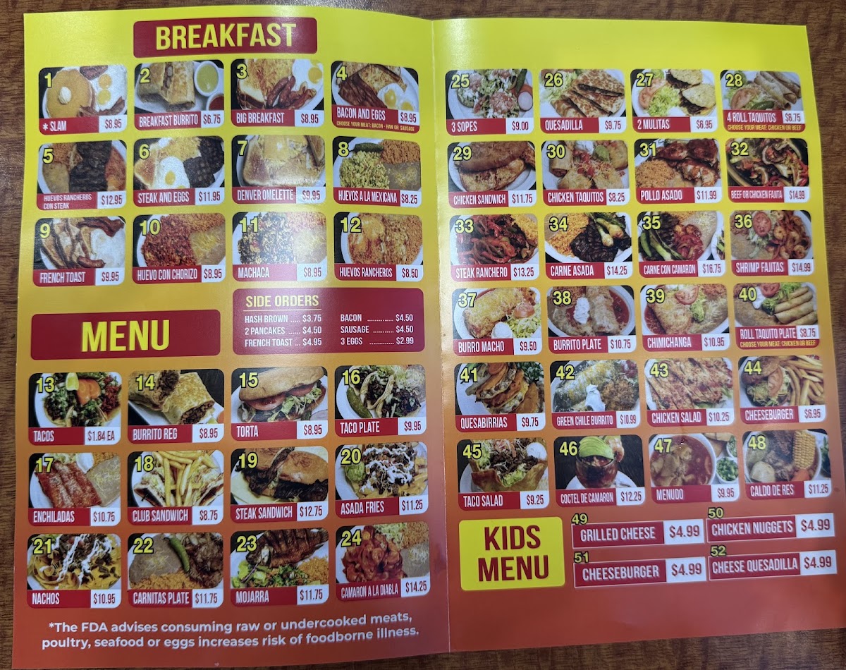 El Rey menu board
