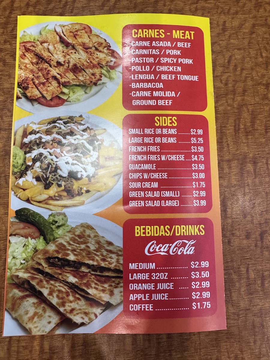 El Rey menu board