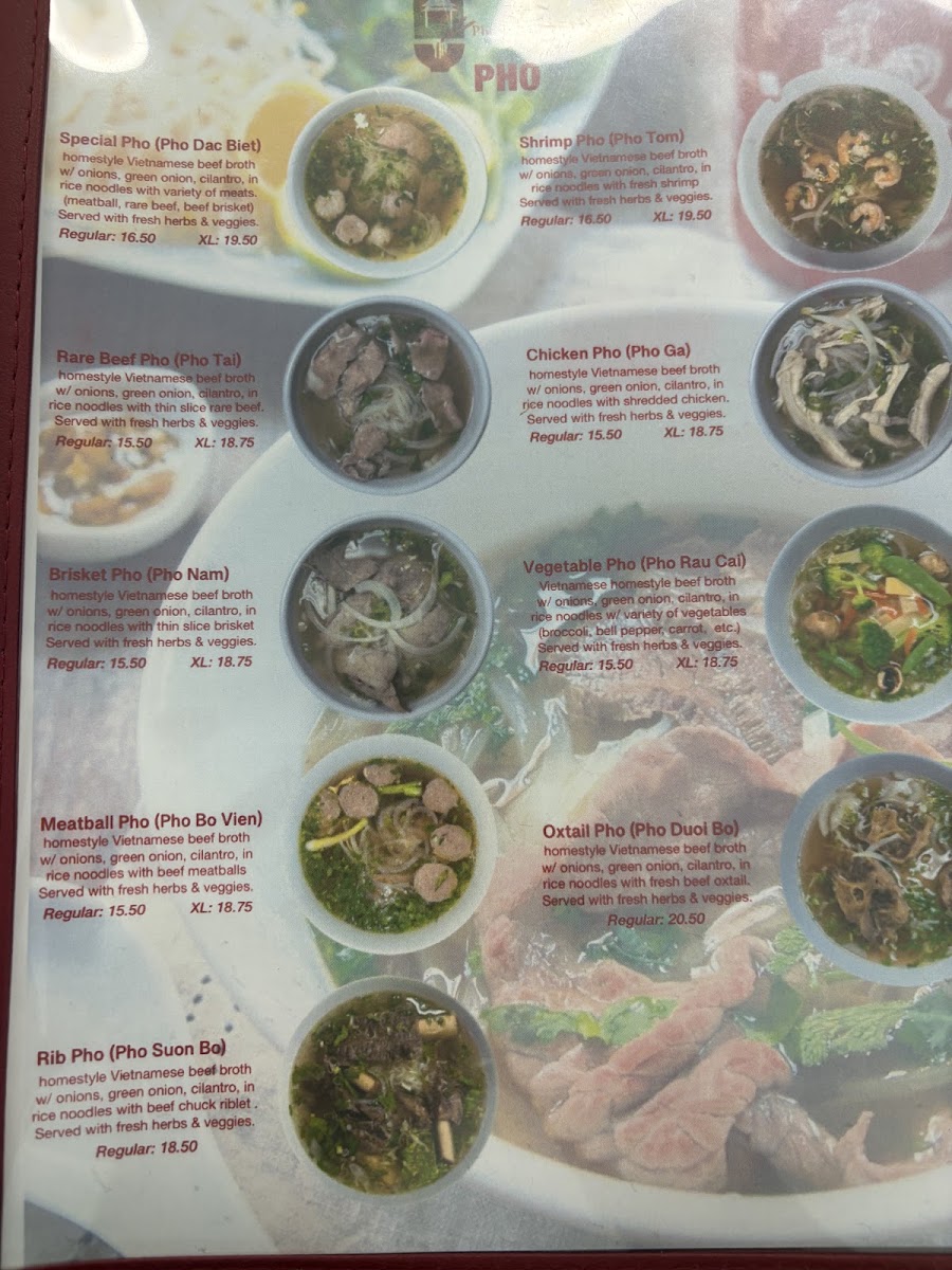 Pho & Grill Hut menu board