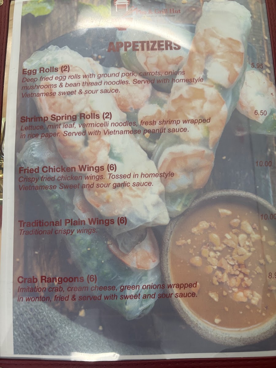 Pho & Grill Hut menu board