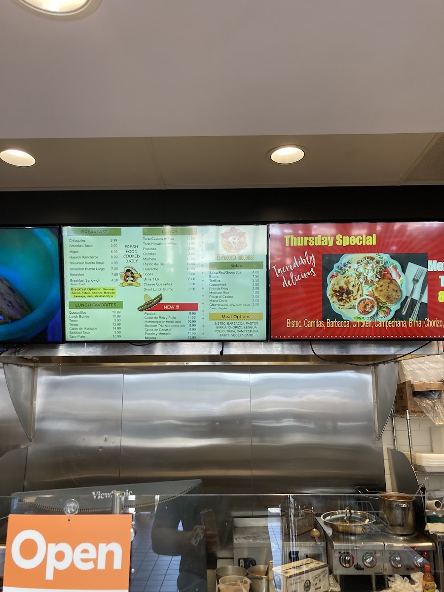 La Sureña Taquerias menu board