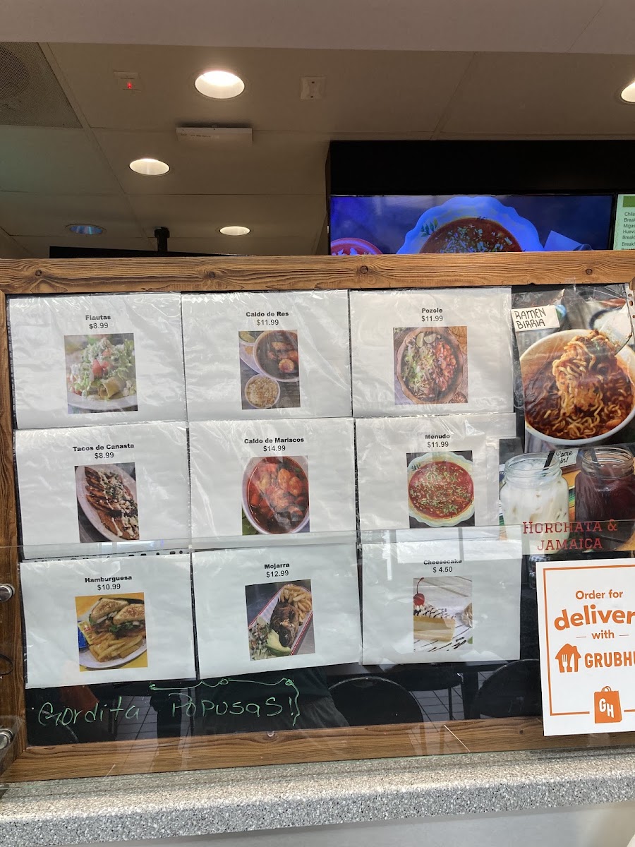La Sureña Taquerias menu board