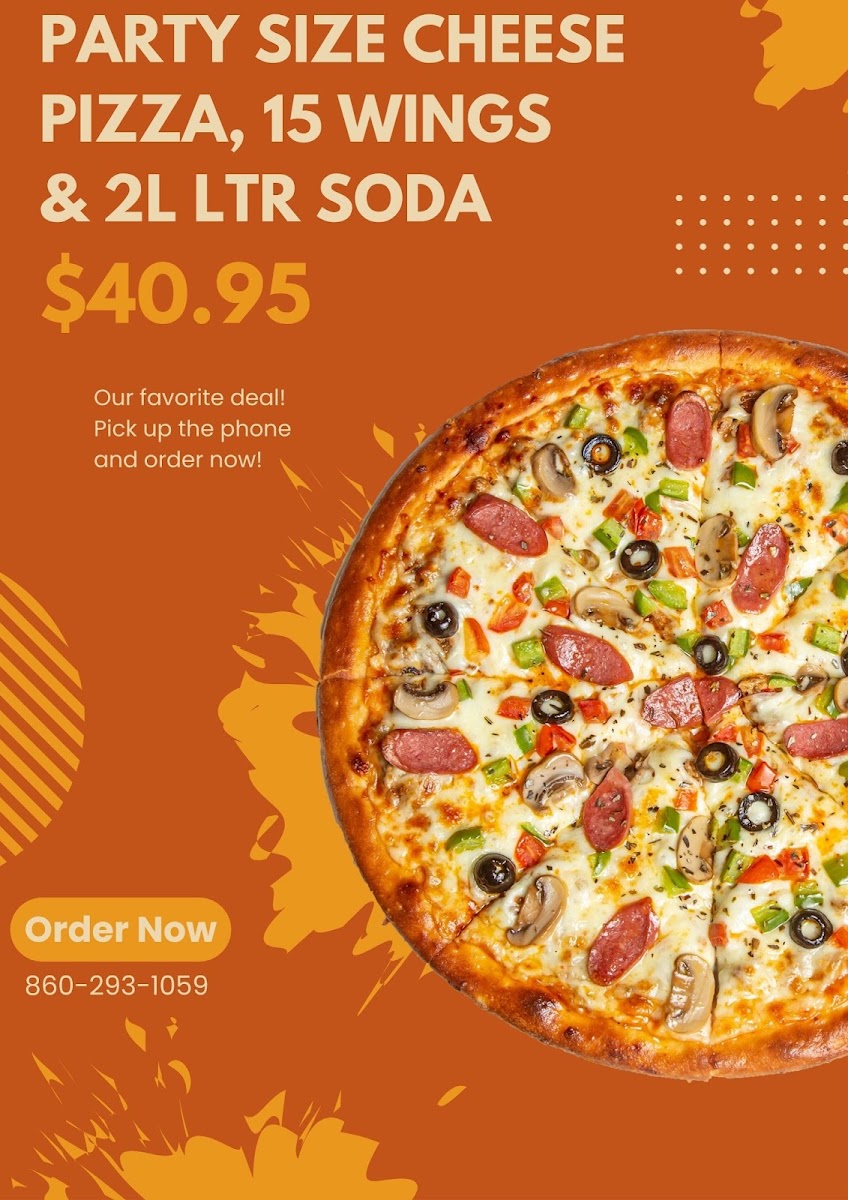 Woodland Pizza Restaurant menu board