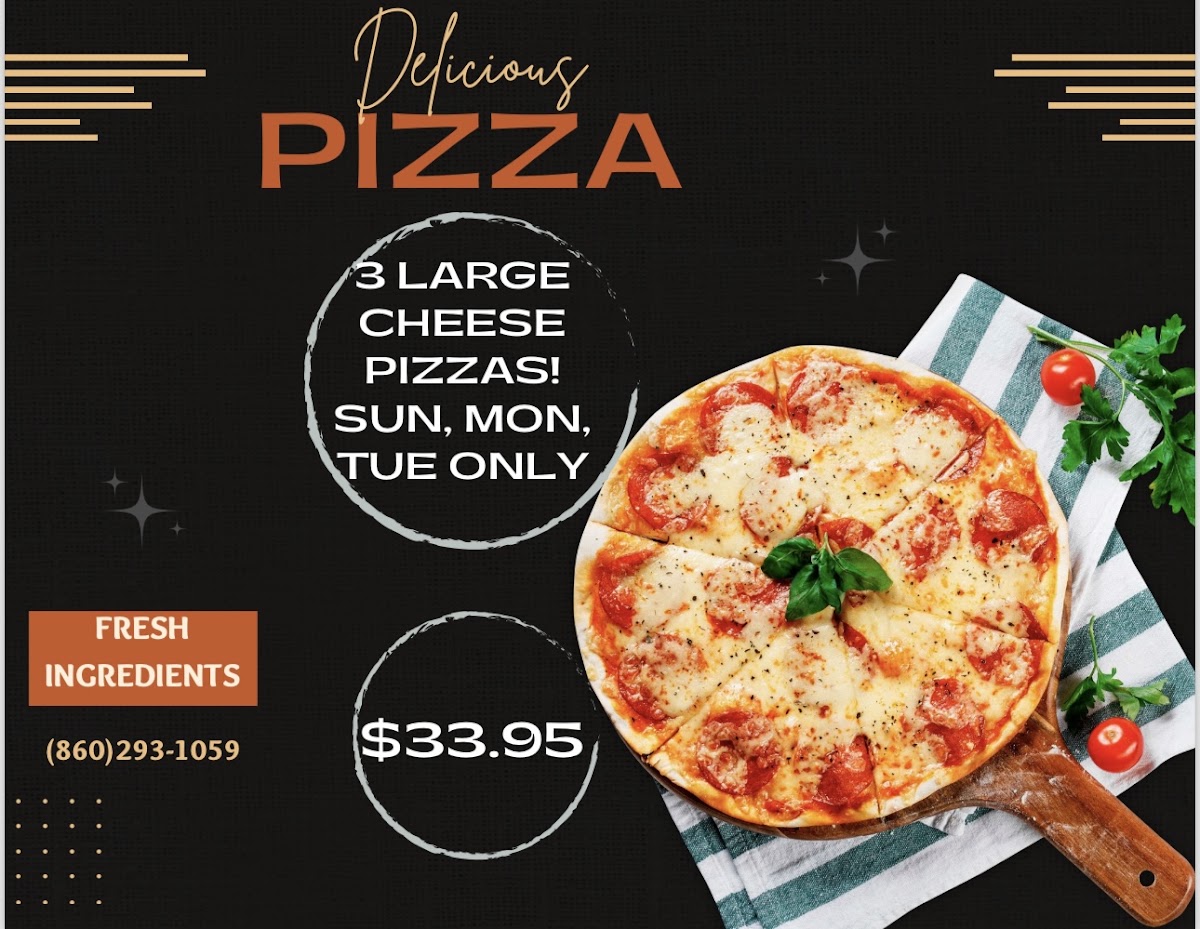 Woodland Pizza Restaurant menu board