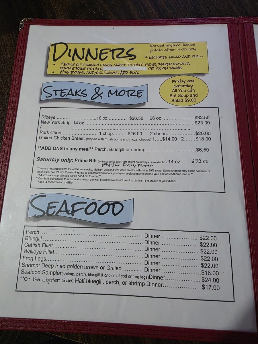 Barney's at Gentleman Tom's Hideaway menu board