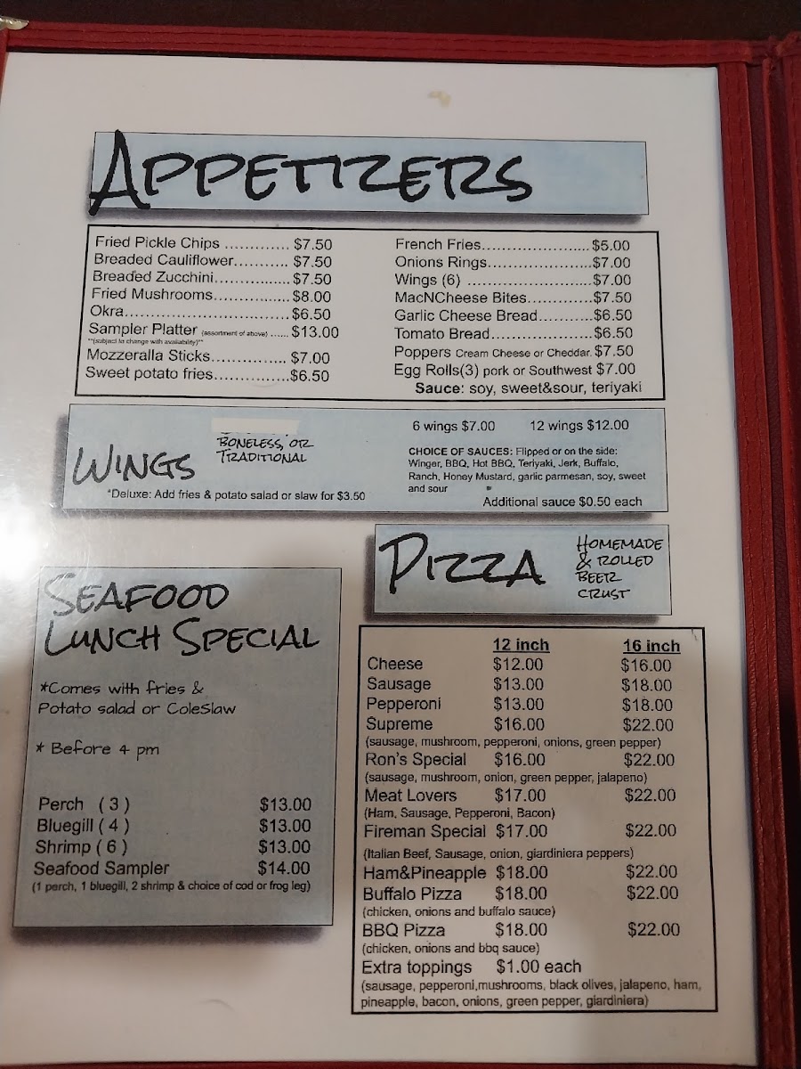Barney's at Gentleman Tom's Hideaway menu board
