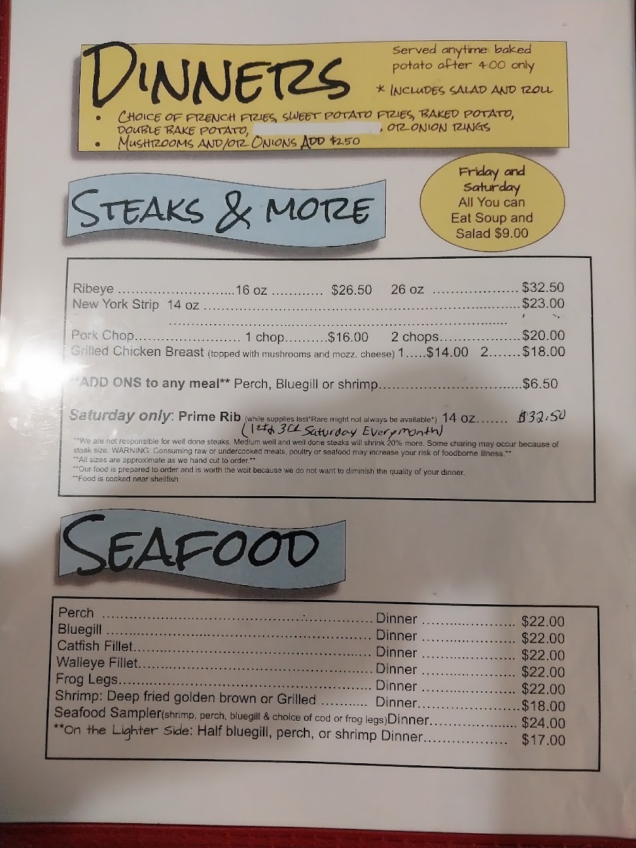Barney's at Gentleman Tom's Hideaway menu board