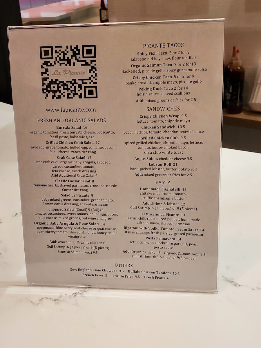 La Picante menu board