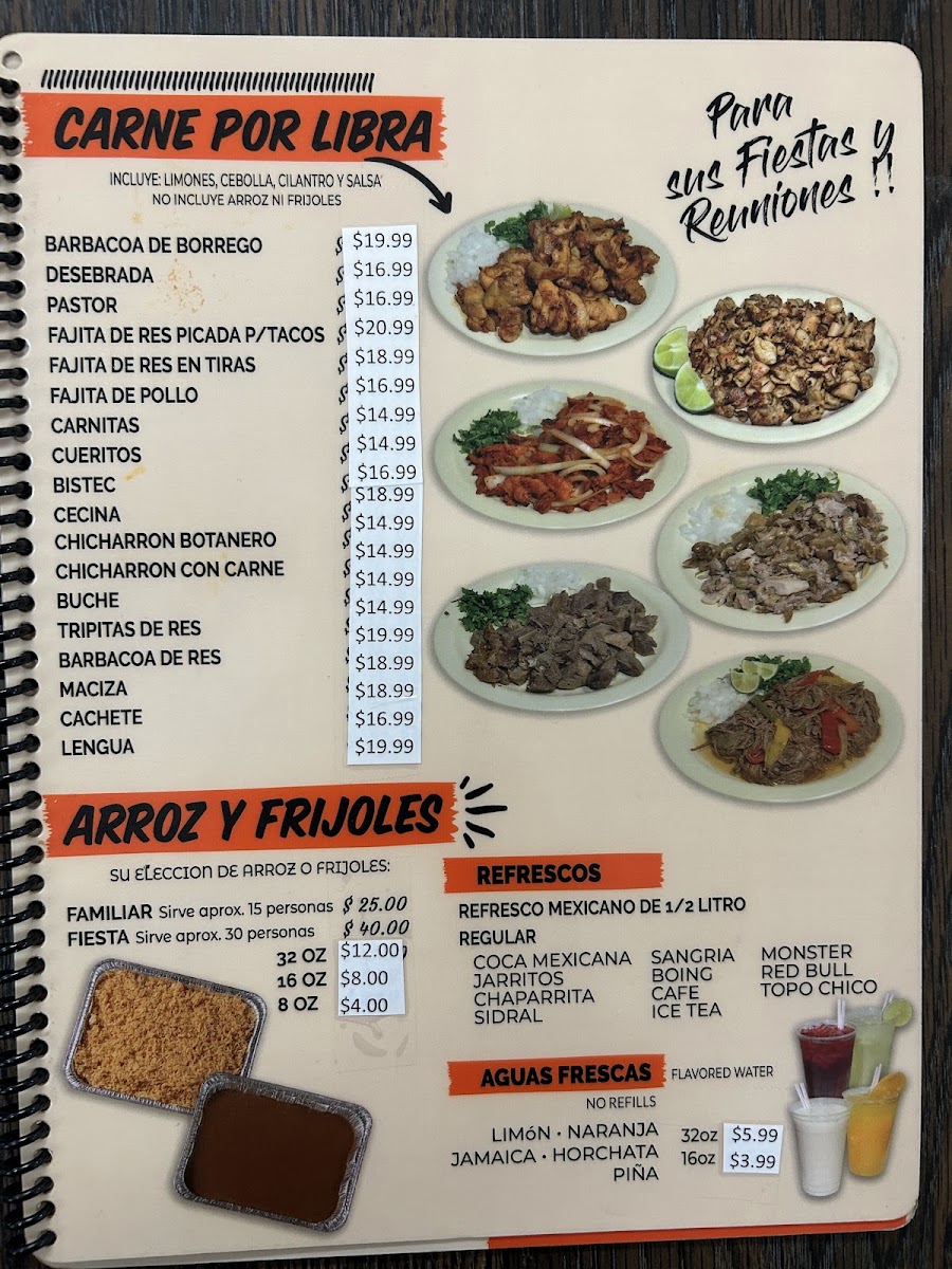 Taqueria La Super Sabrosa menu board